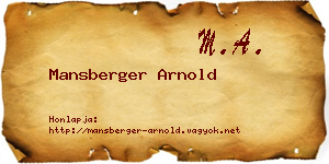 Mansberger Arnold névjegykártya